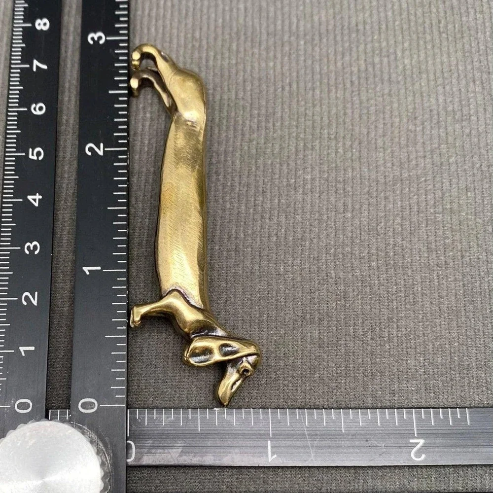Brass Dachshund Miniature Figurine Wiener Dog Desk Decor Doxie Collectible Gift